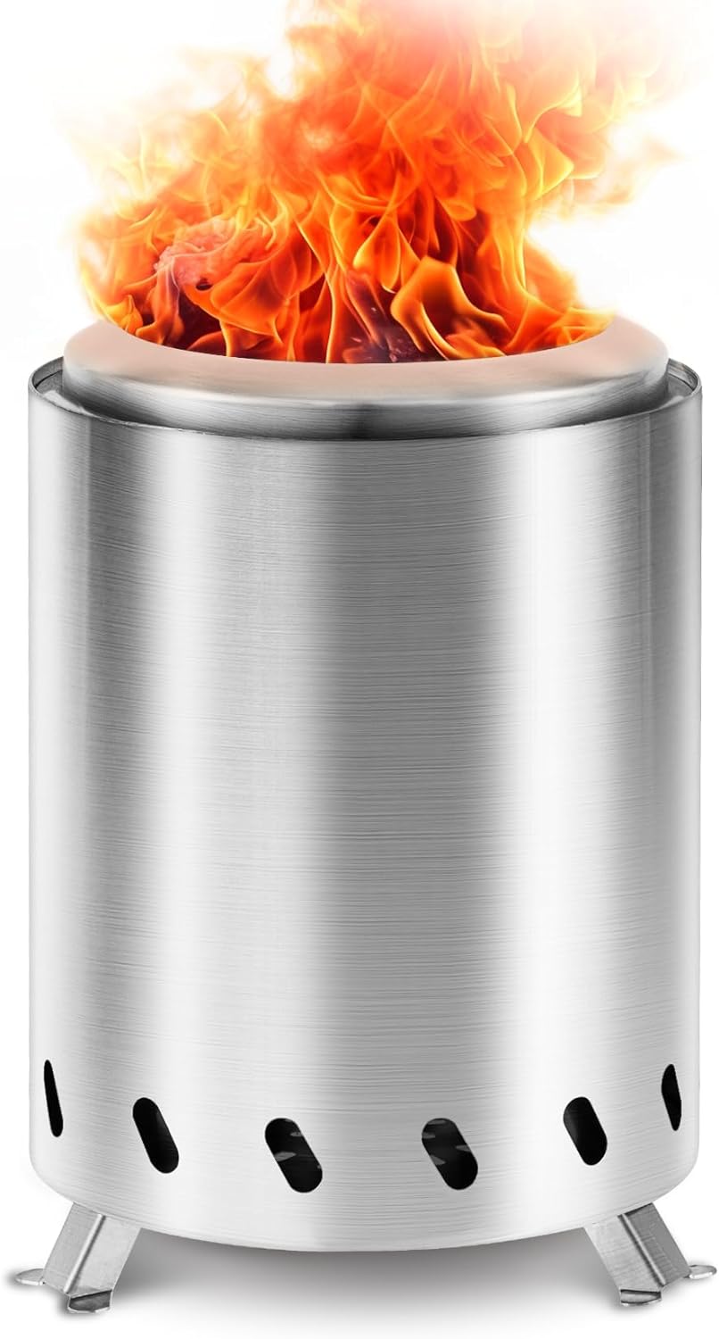 Portable Stainless Steel Fire Pit - Smokeless Patio Heater