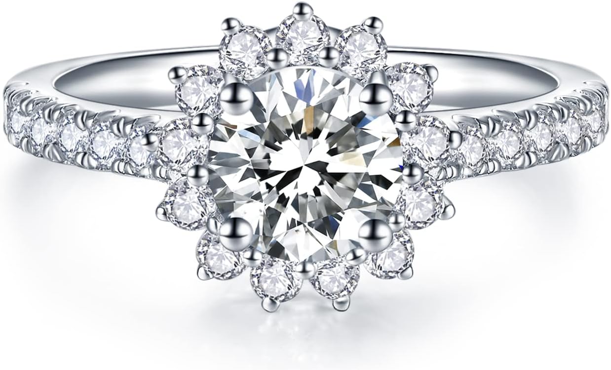 IMOLOVE Solitaire Engagement Ring with Moissanite Sparkle