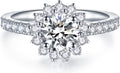 IMOLOVE Solitaire Moissanite Engagement Ring - 1.64ct Halo