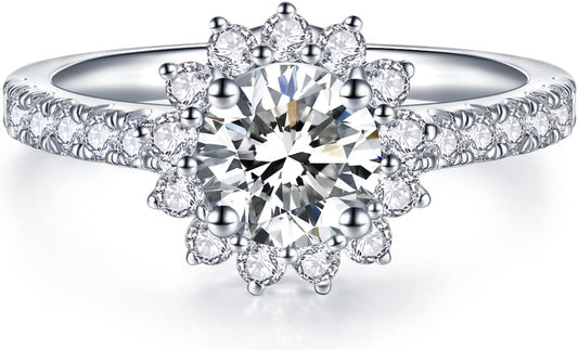 IMOLOVE Solitaire Engagement Rings for Women with Moissanite