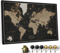 Canvas World Map Cork Pin Board 120x80 cm - Decorative Travel Planner