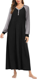 Nightgown for Women Long Sleeve V Neck Full Length - Soft Sleepwear
