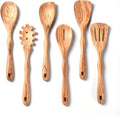 Gudamaye 12 in Olive Wood Utensils Set - Long Handle Kitchen Spoons