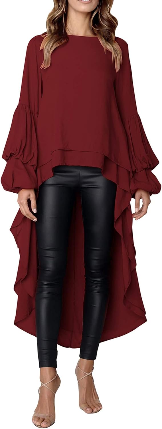 PRETTYGARDEN Women's Lantern Long Sleeve Casual Blouse Dress