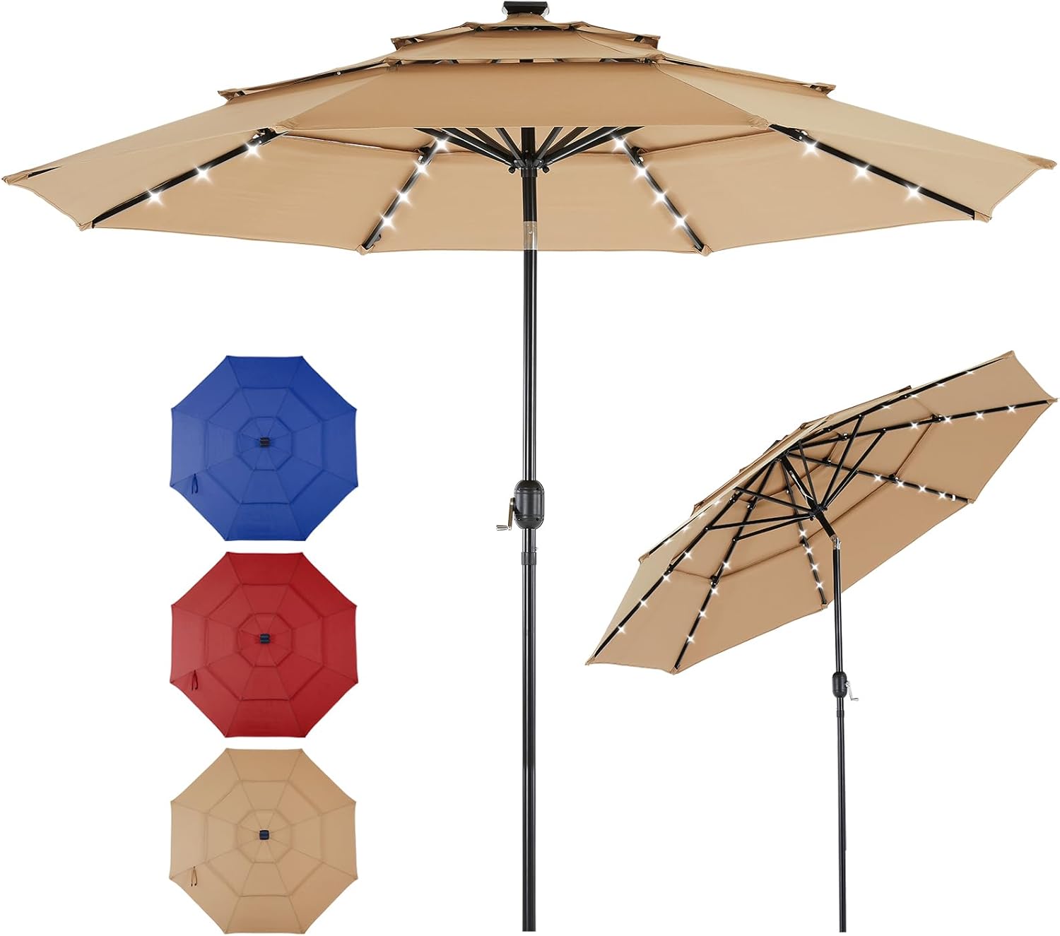 SMUG 10FT Patio Umbrella with Lights for Outdoor Spaces
