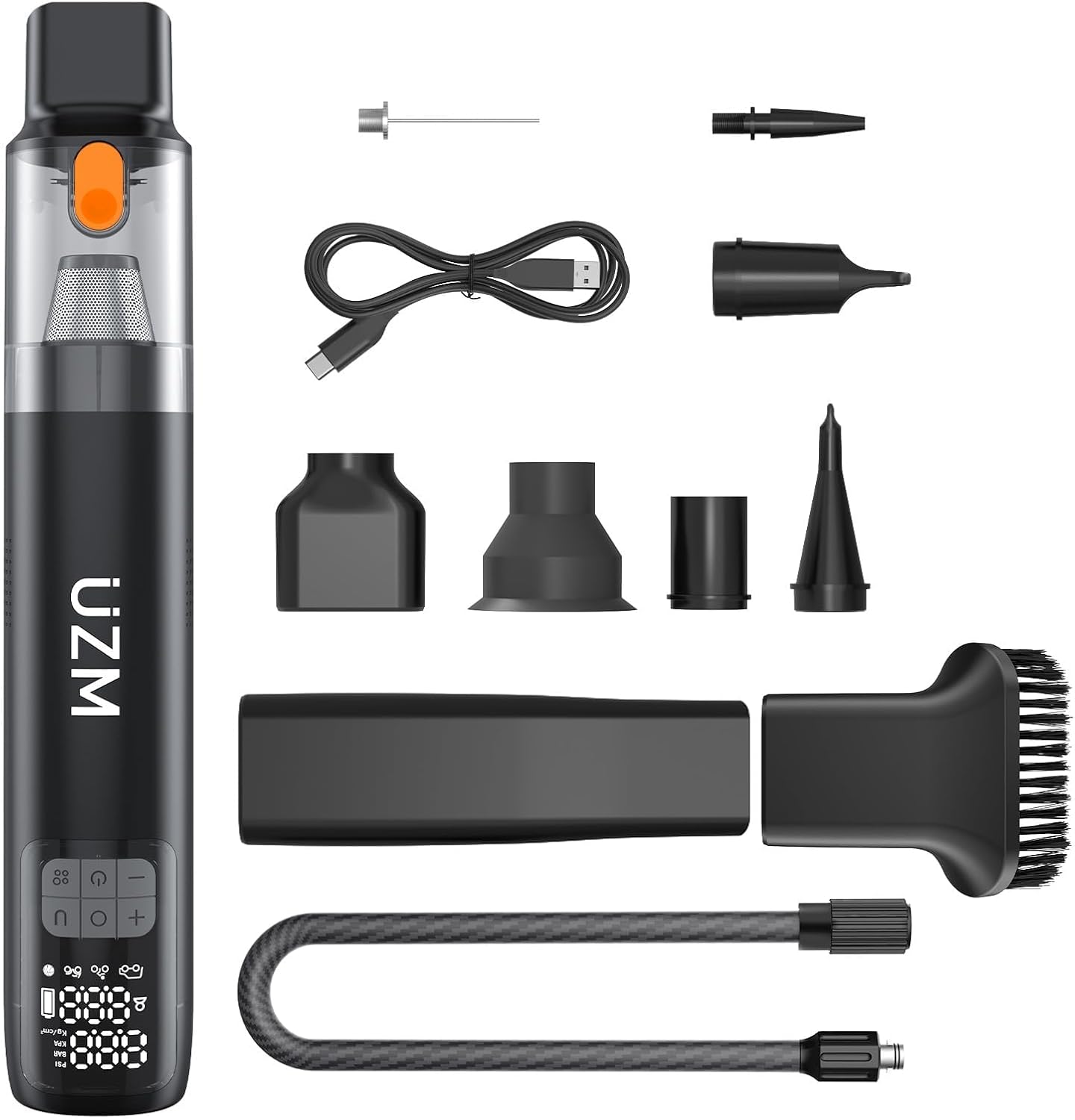 UZM 3-in-1 Portable Tire Inflator: Fast Inflation & Vacuuming