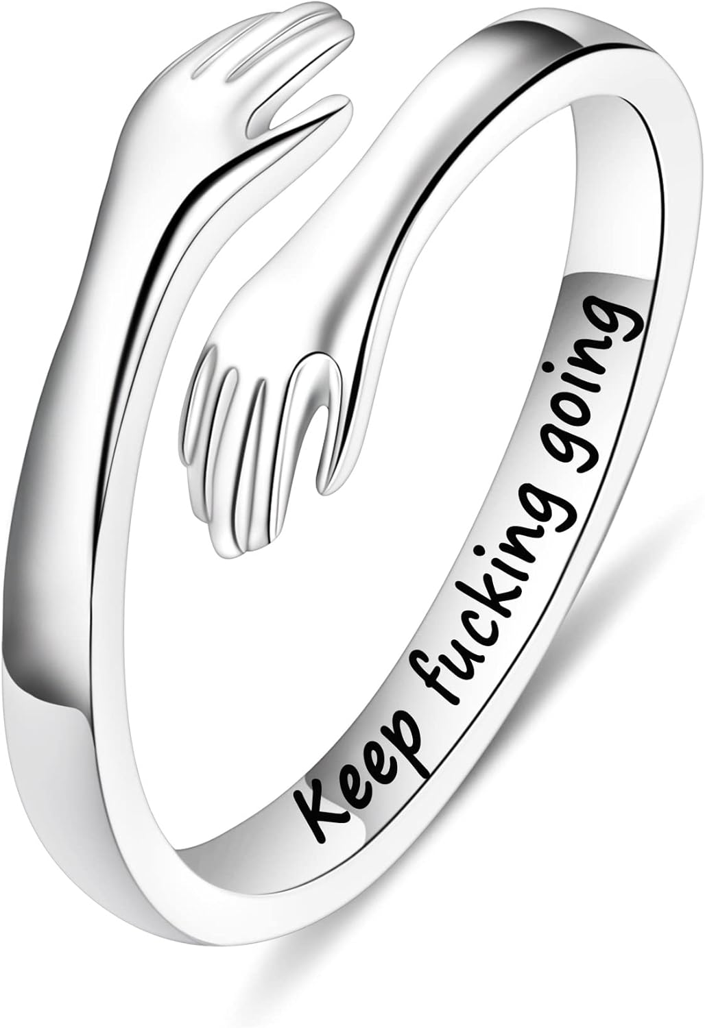 Yesteel S925 Sterling Silver Hug Ring for Women and Girls