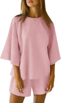 Tankaneo Womens Pajama Sets 3/4 Sleeve Oversized Tops and Shorts Best