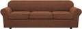 Large Caramel 4 Piece Stretch Sofa Covers for 3 Cushion Couch