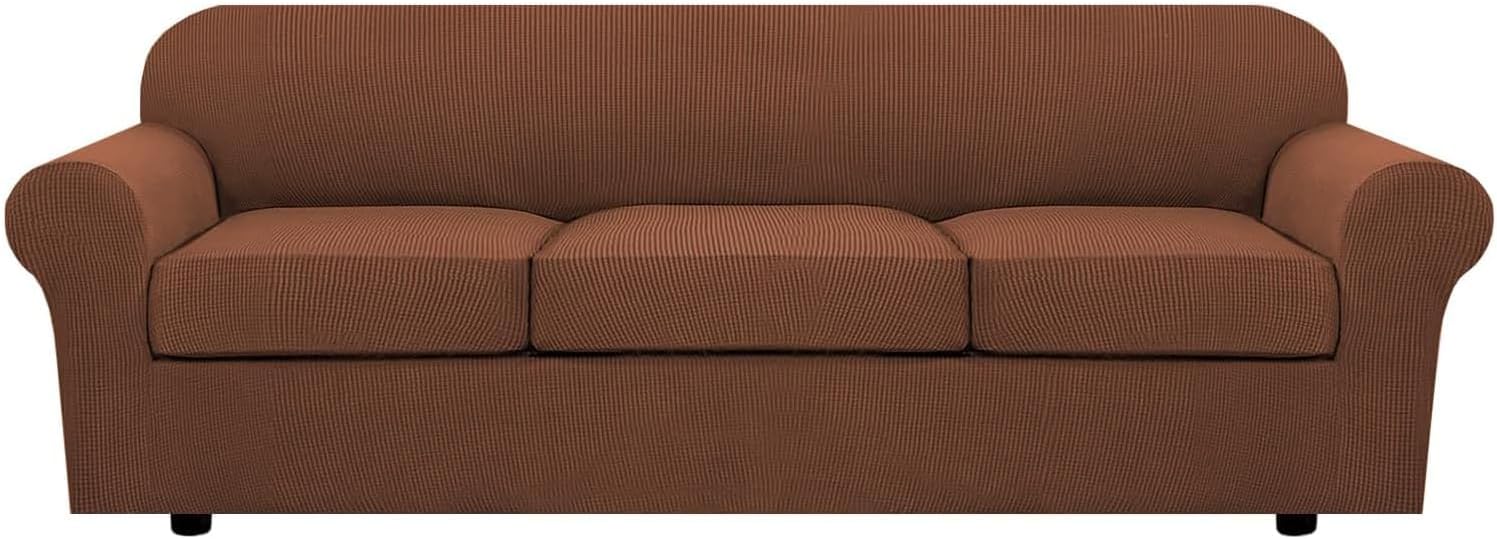 H.VERSAILTEX Stretch Sofa Covers for 3 Cushion Couch in Caramel