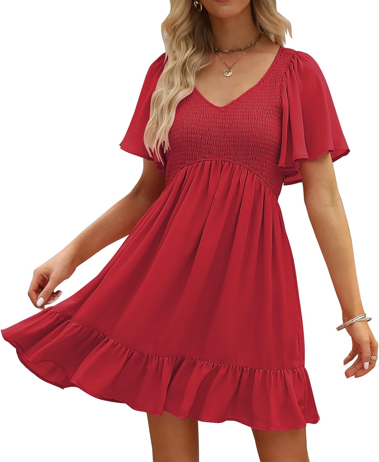 LILLUSORY Women's Flowy Casual Mini Dresses for Summer Fun