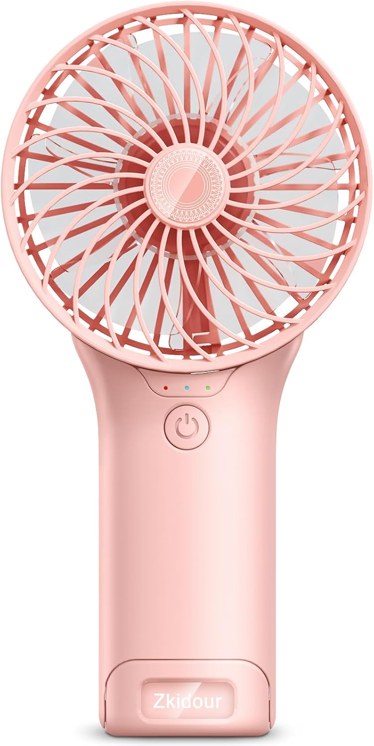 Long-Lasting Portable Fan - Max 20Hrs, Strong Wind, USB Rechargeable - Pink