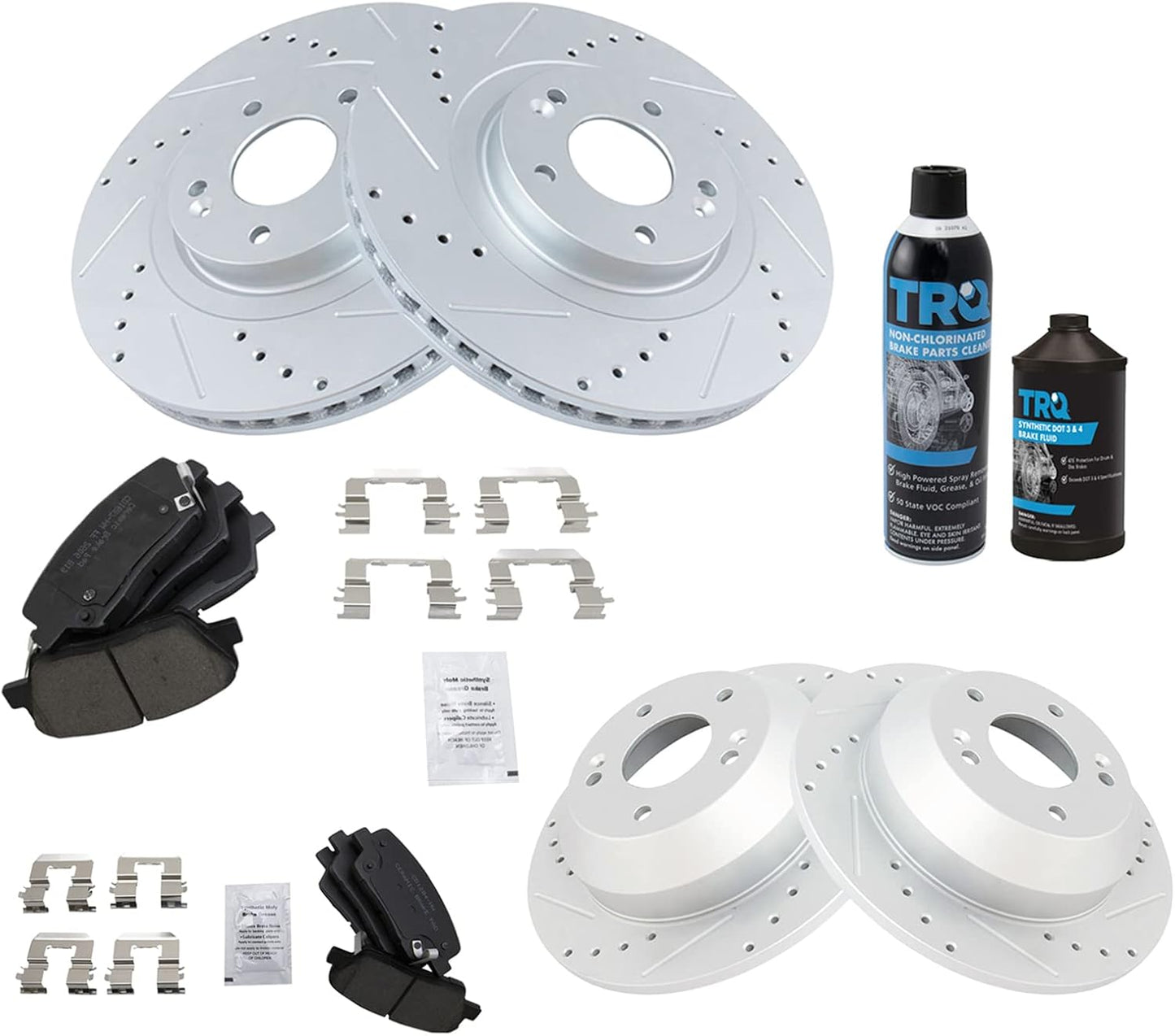 TRQ Performance Brake Pad & Rotor Kit for Hyundai & Kia Models