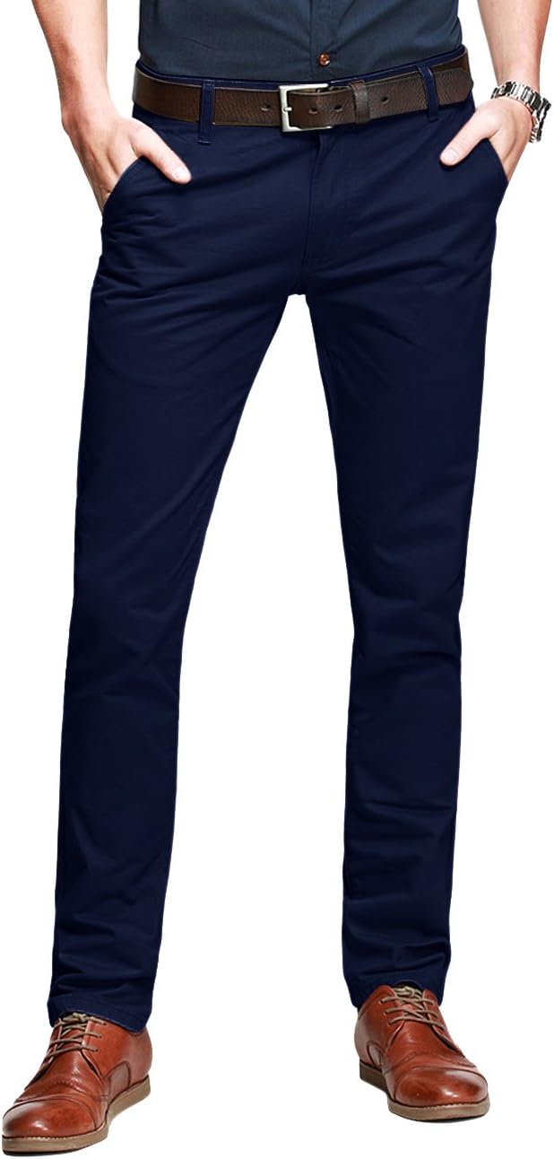 Match Mens Slim Tapered Flat Front Casual Pants for Style