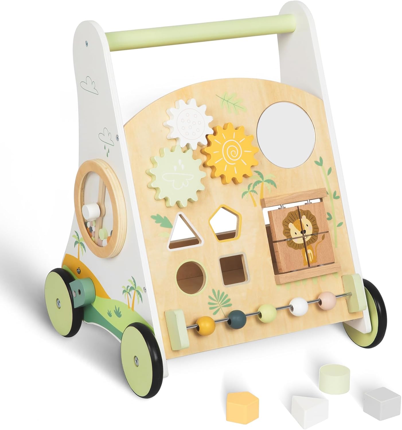 Adjustable Speed Wooden Baby Push Walker for Ages 1-3