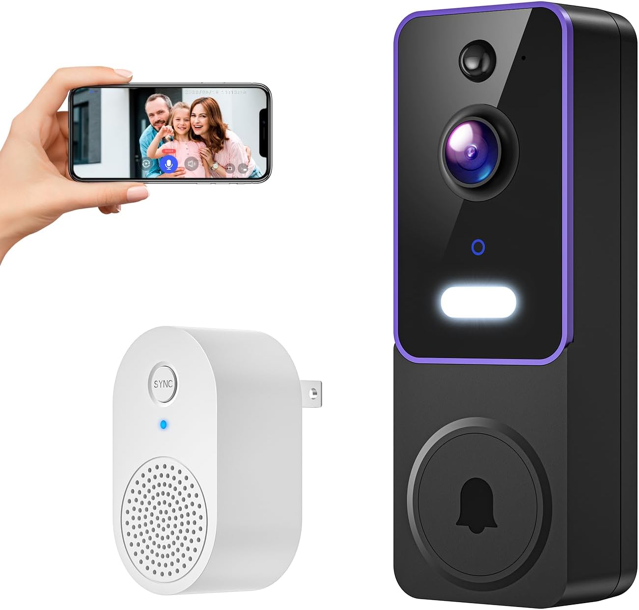 Advanced 1080p Video Doorbell with Smart AI Detection