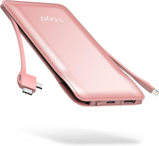 TG90 10000mAh Built-in Cable Power Bank - iPhone & Android Compatible