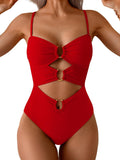 Eomenie One Piece Swimsuit Ring Linked Monokini - Flattering Cutout be