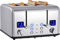 CUSIMAX 4 Slice Toaster with LED Display - Dual Controls for Even