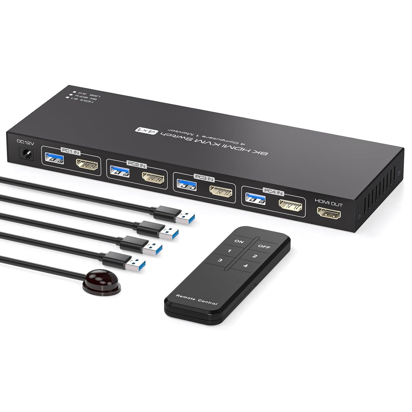 8K HDMI KVM Switch for 4 Computers and 1 Monitor Setup