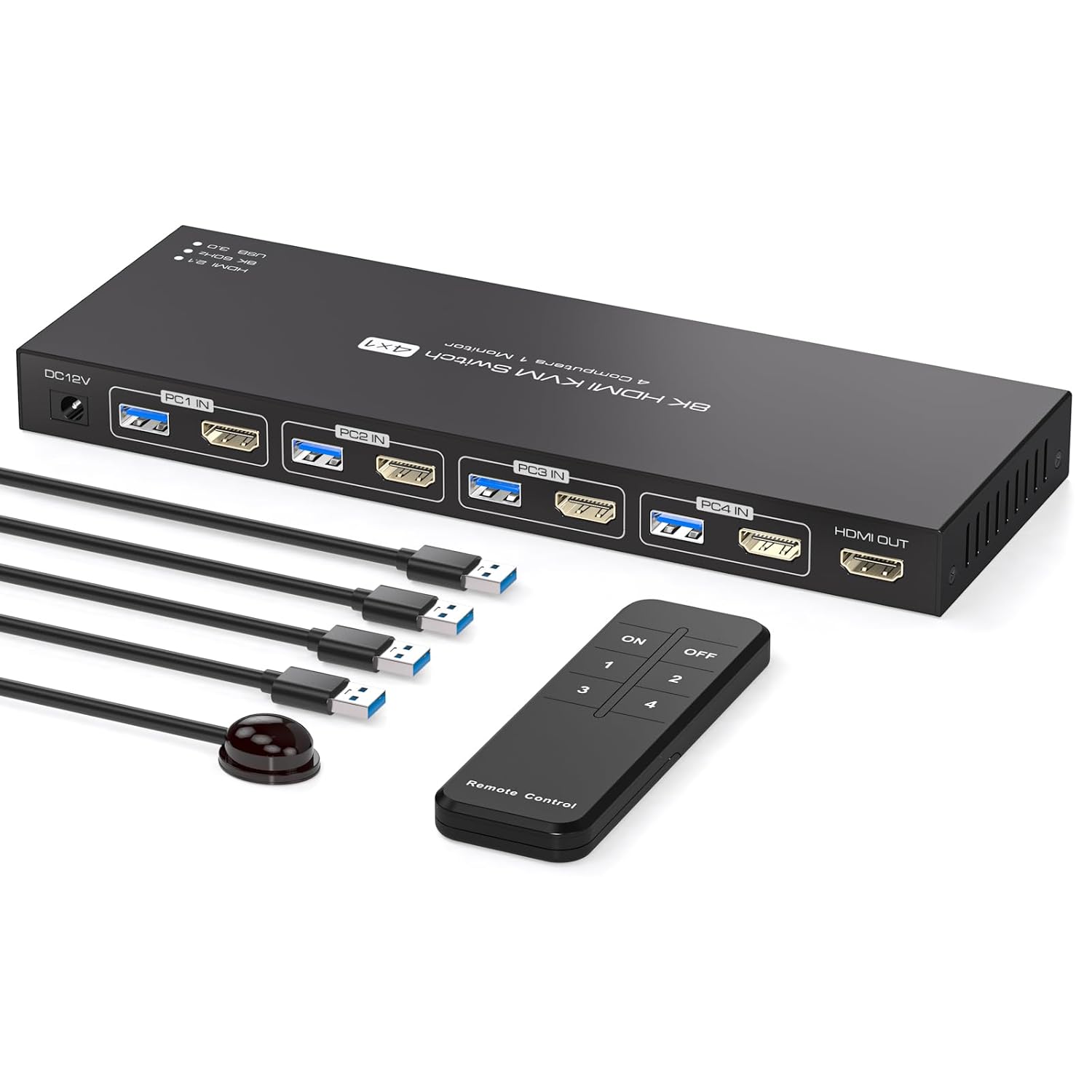 8K HDMI KVM Switch for 4 Computers and 1 Monitor Setup