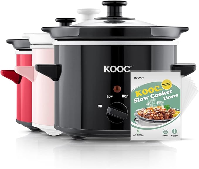 KOOC Small Slow Cooker with Free Liners for Easy Clean-up