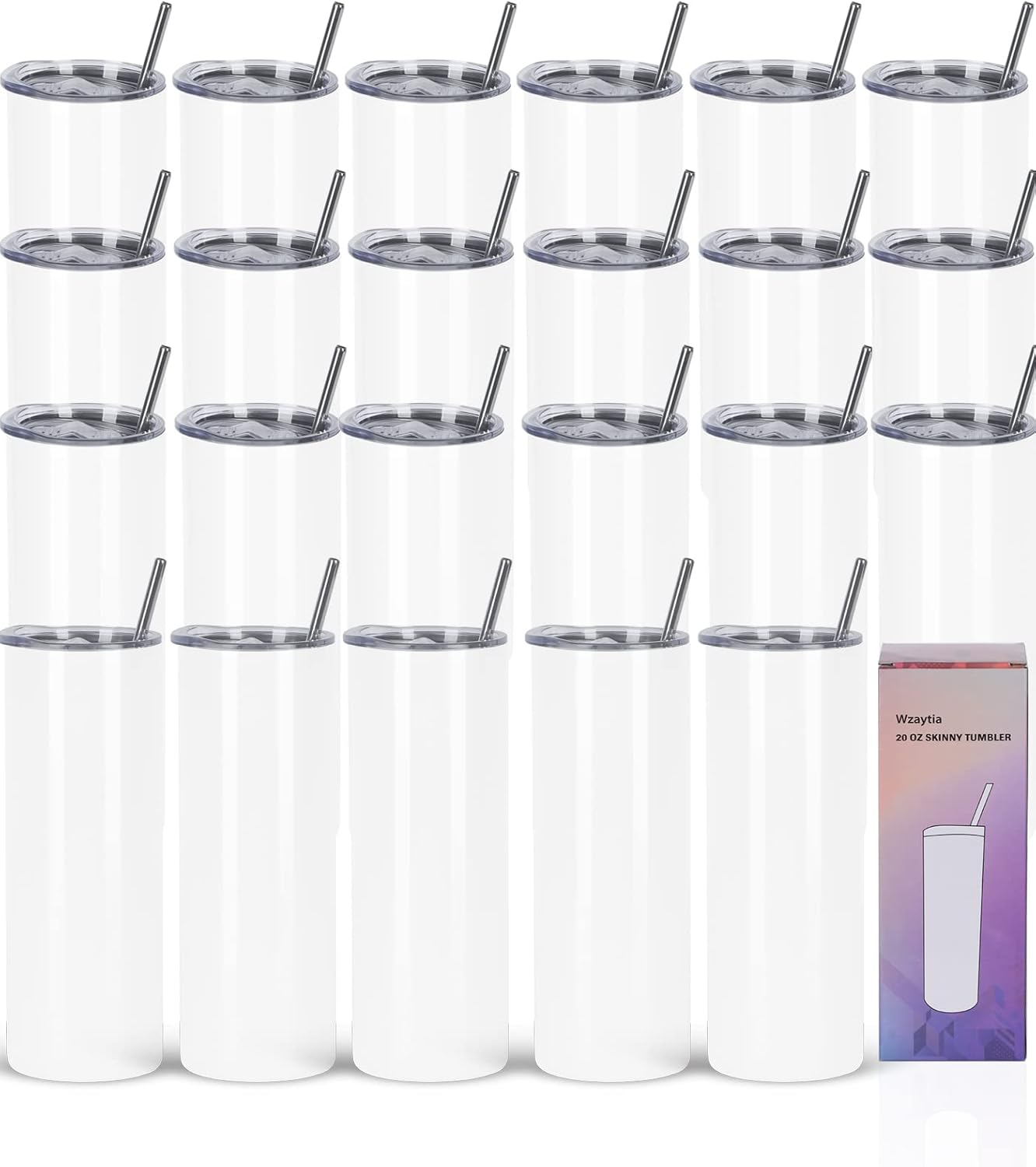 24 Pack 20 Oz Straight Skinny Tumblers for DIY Gifts and More