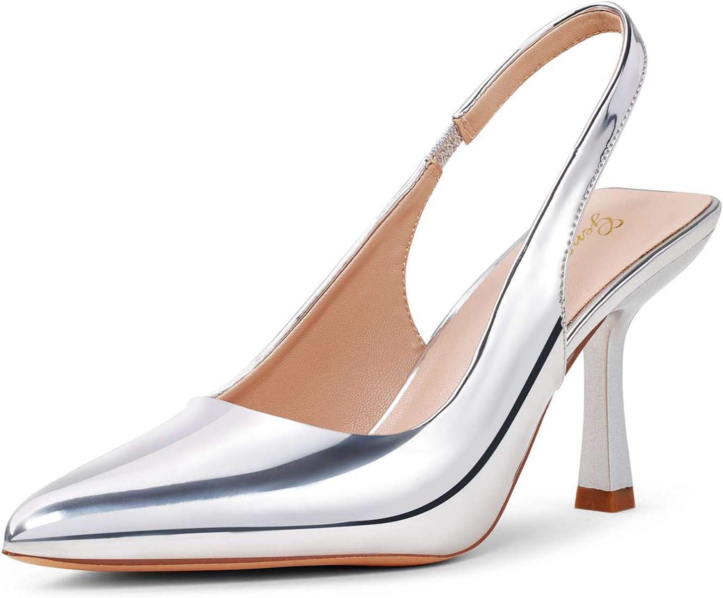 GENSHUO Women's Slingback Kitten Heel Pointed Toe Pumps