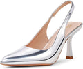 GENSHUO Slingback Kitten Heel Pointed Stiletto Pumps