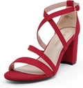 Womens Ankle Strap Dress Pump Low Chunky Heel Sandals - 3in Lift