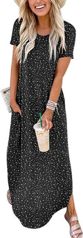 Womens Summer Maxi Dress Loose Short Sleeve - Lightweight Travel Dress