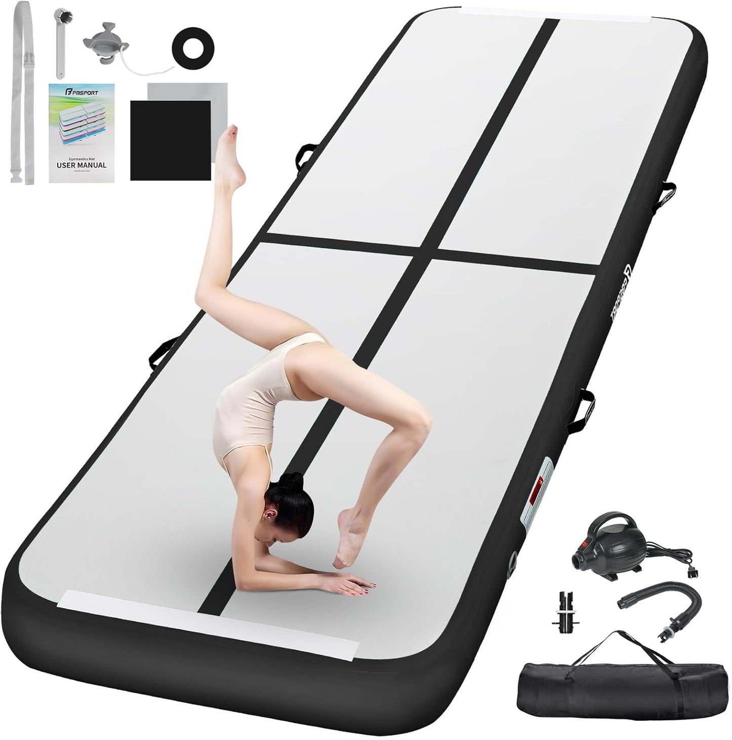FBSPORT Inflatable Air Gymnastics Mat for Home Training & Yoga
