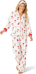 Cozy Cotton Flannel Pajama Set with Holiday Print for Women