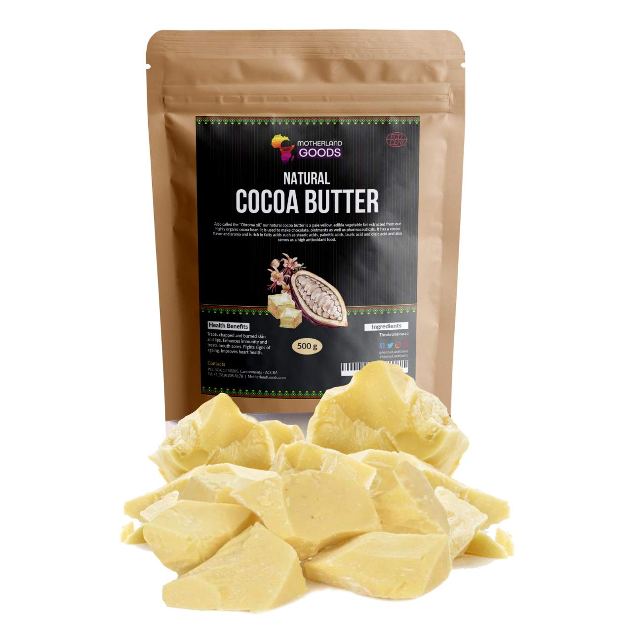 Natural Cocoa Butter Chunks for Sensitive Skin and Eczema Relief