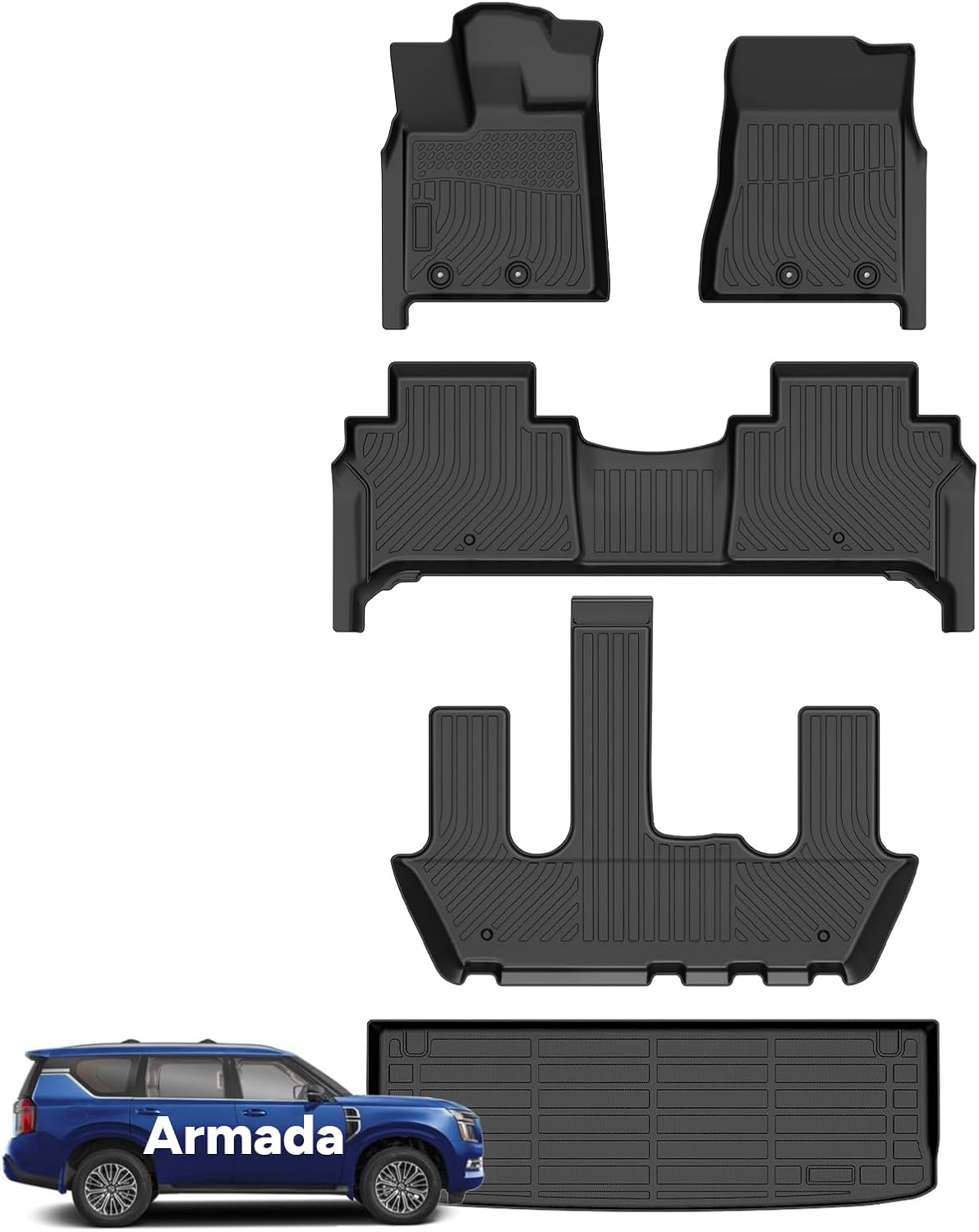 Wayhigh All Weather Floor Mats for 2025 2026 Nissan Armada