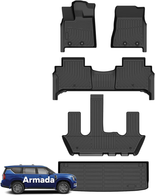Wayhigh All Weather Floor Mats for 2025 2026 Nissan Armada