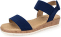 VJH confort Womens Flat Sandals Open Toe Elastic Ankle Strap classic