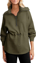 Dokotoo Womens Oversized Half Zip Sweatshirt - Drawstring Waist Long