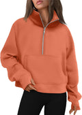 AUTOMET Womens Half Zip Cropped Pullover - Cozy Fleece Crop thick
