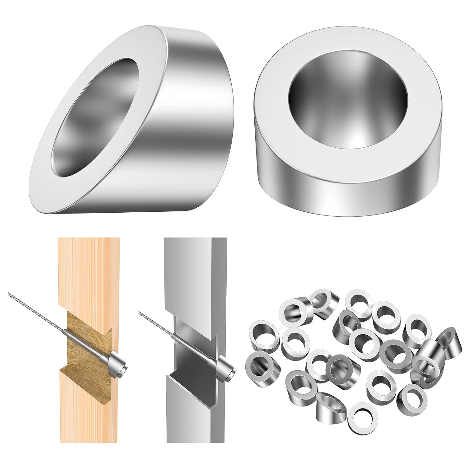 BLIKA 20 Pack 5/16in ID Angle Washers for Cable Railing Posts