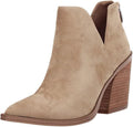 FISACE Womens Pointed Toe Stacked Mid Heel Ankle Boots - Chic
