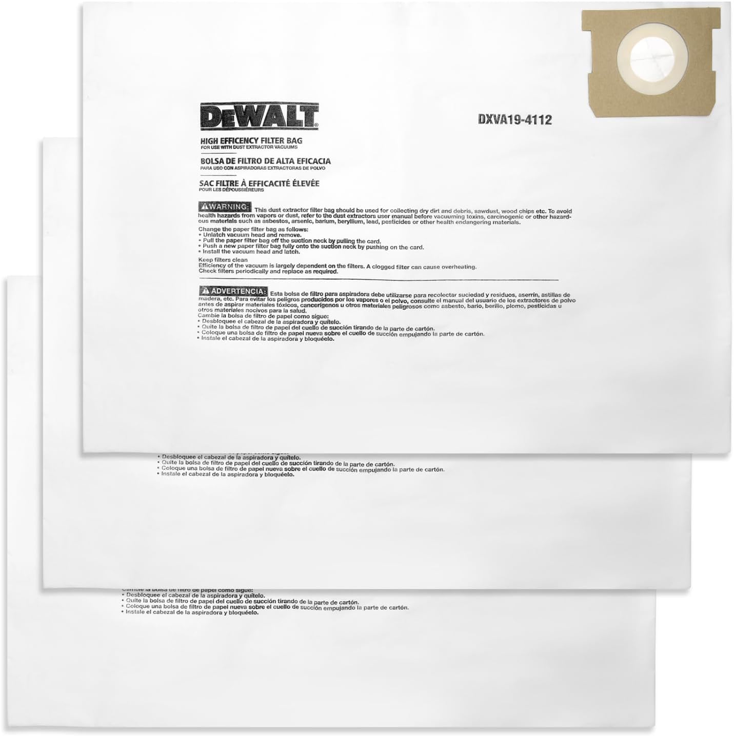 DEWALT DXVA19-4112 Fine Dust Bag for 12-16 Gallon Vacuums
