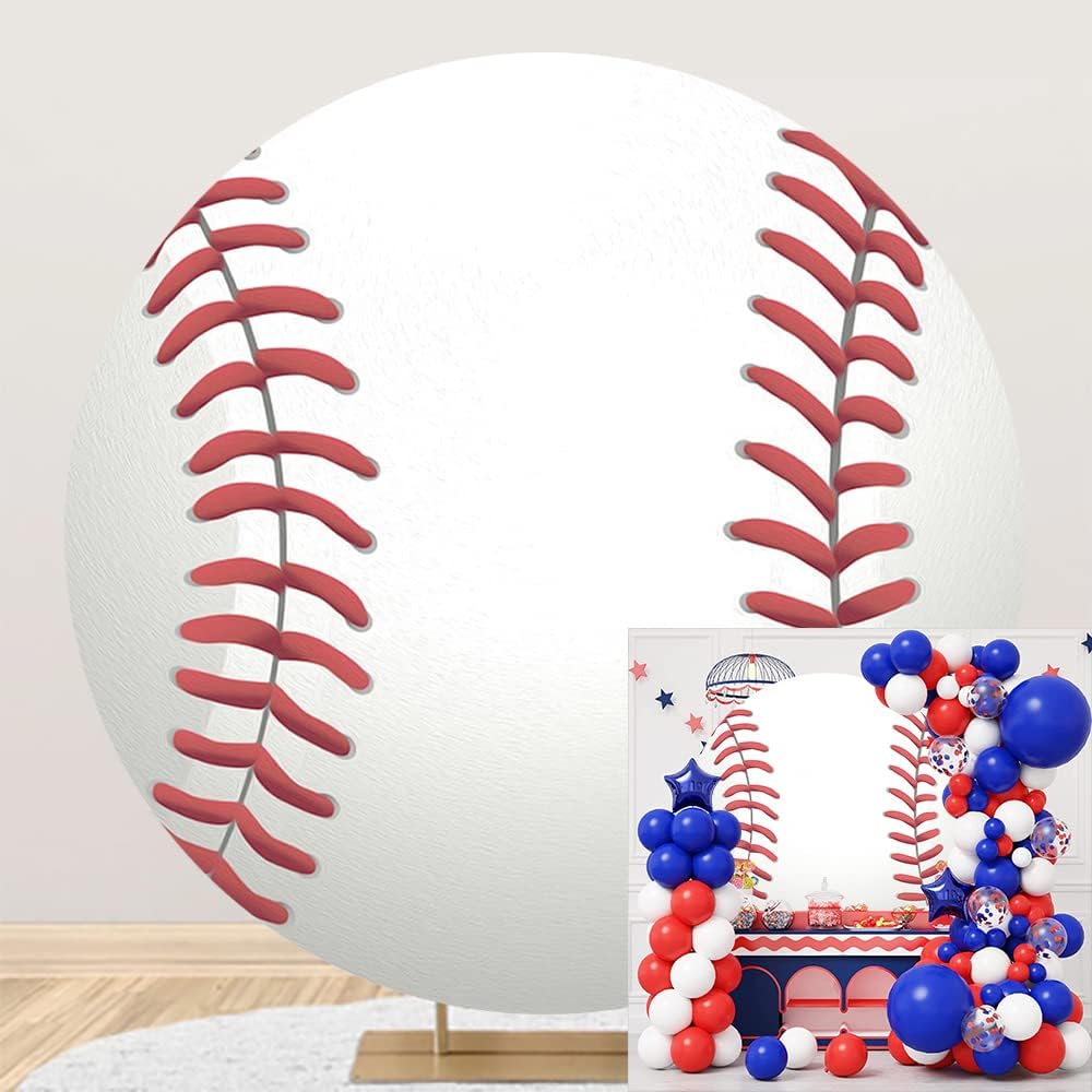 Leyiyi 6.5x6.5ft Baseball Birthday Round Backdrop for Kids