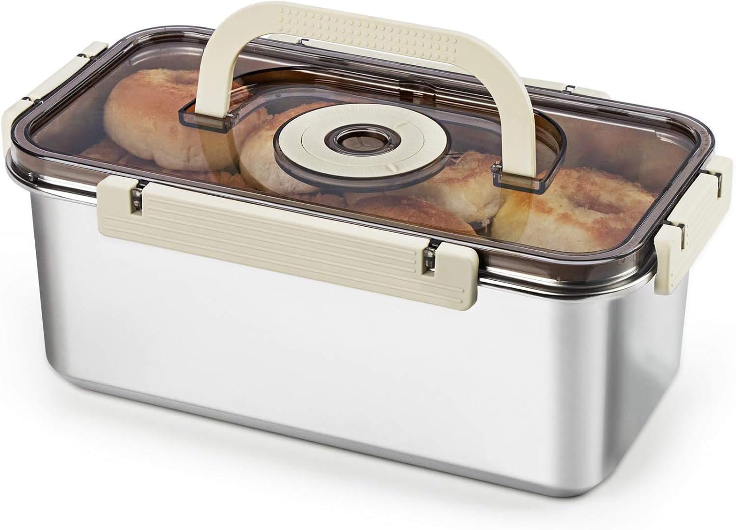Stainless Steel Bread Box with Handle for Fresh Bread Storage