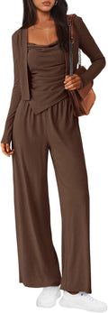 Womens Fall Lounge Sets 3 Piece Outfit Tracksuits - Cozy Travel Ready