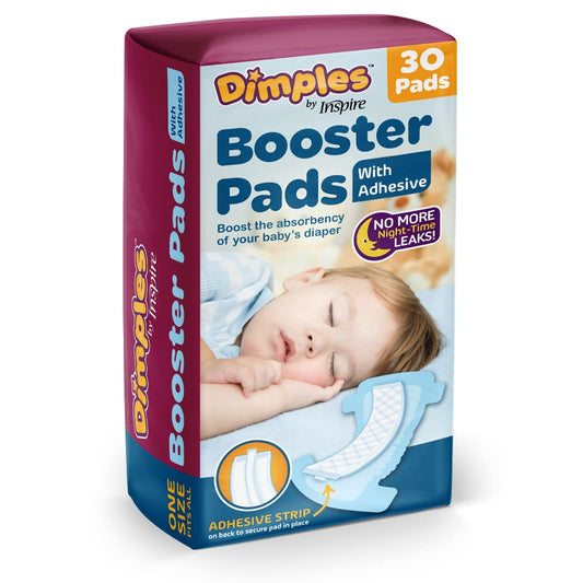 Dimples Booster Pads - Boost Diaper Absorbency! No More Leaks! 30 Count