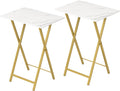 Folding TV Tray Tables Set of 2 - Compact Marble Side Tables for Sofa
