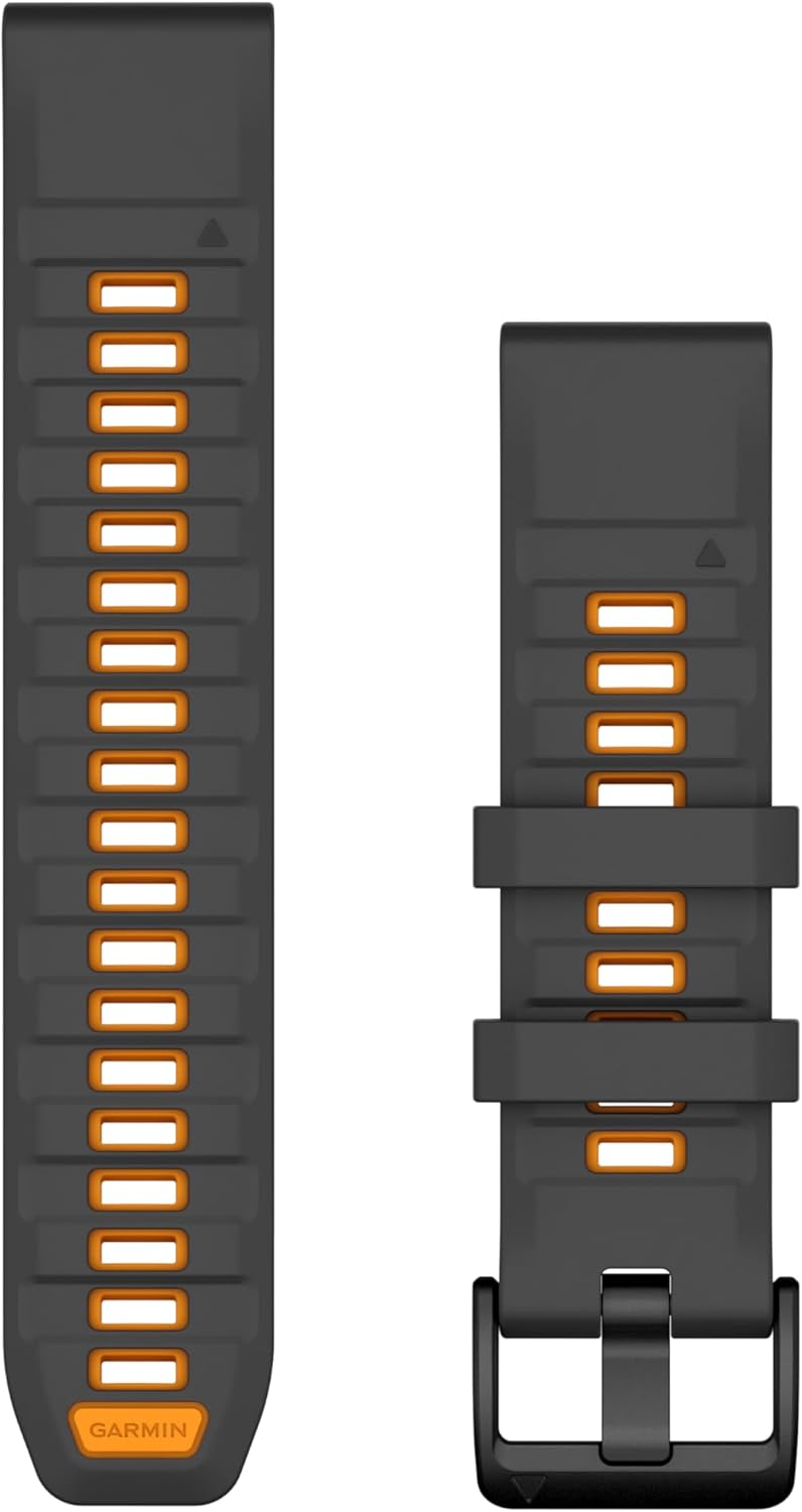Garmin QuickFit Silicone Band - Stylish Graphite/Orange
