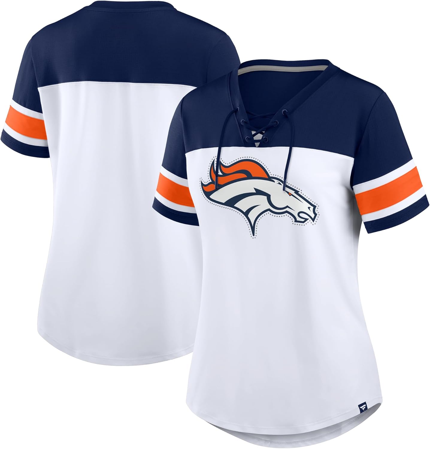 Fanatics Women's NFL Athena Rhinestone Lace-Up V-Neck T-Shirt Review