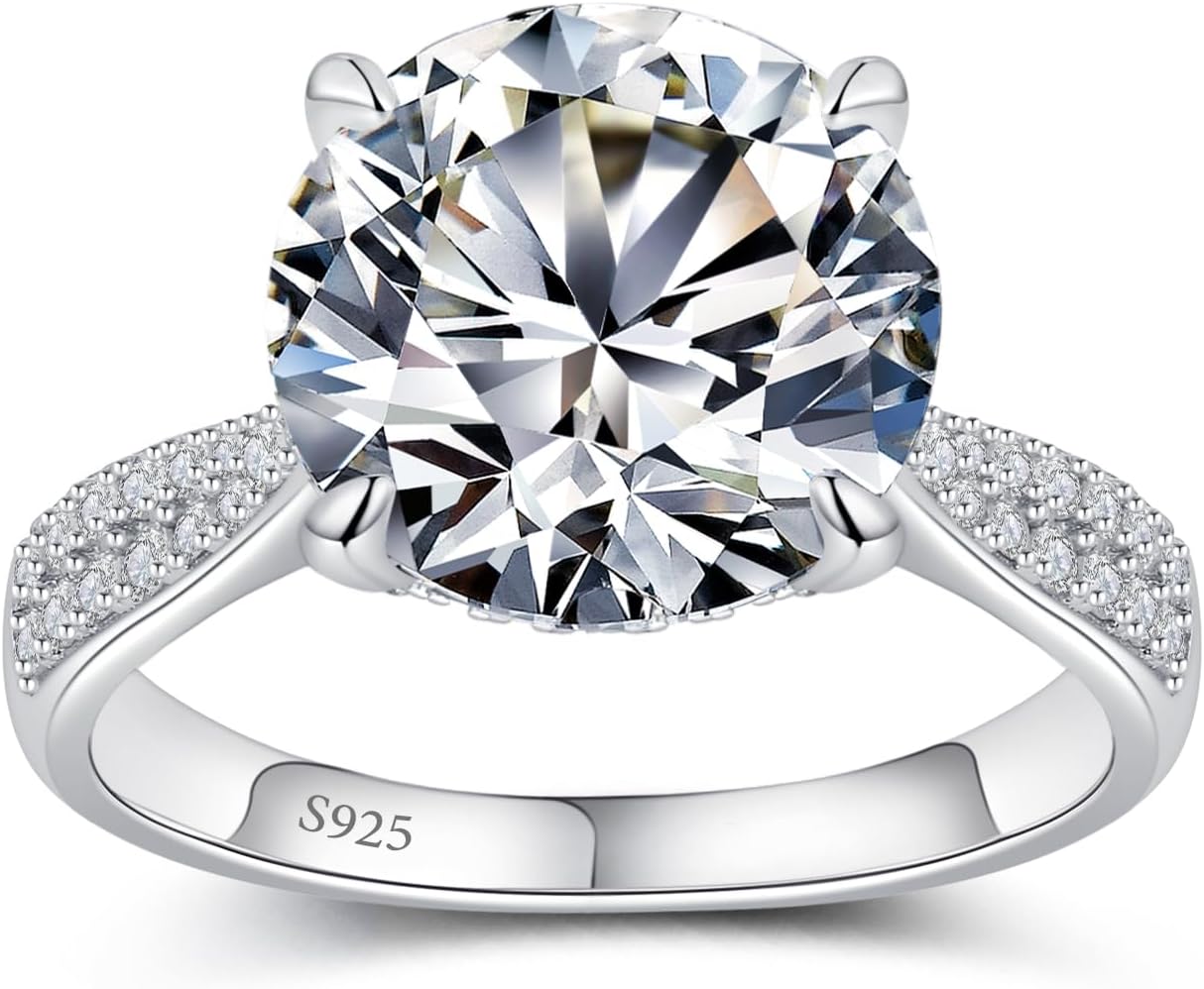 Moissanite Engagement Rings for Women in 18K Gold Plated Style